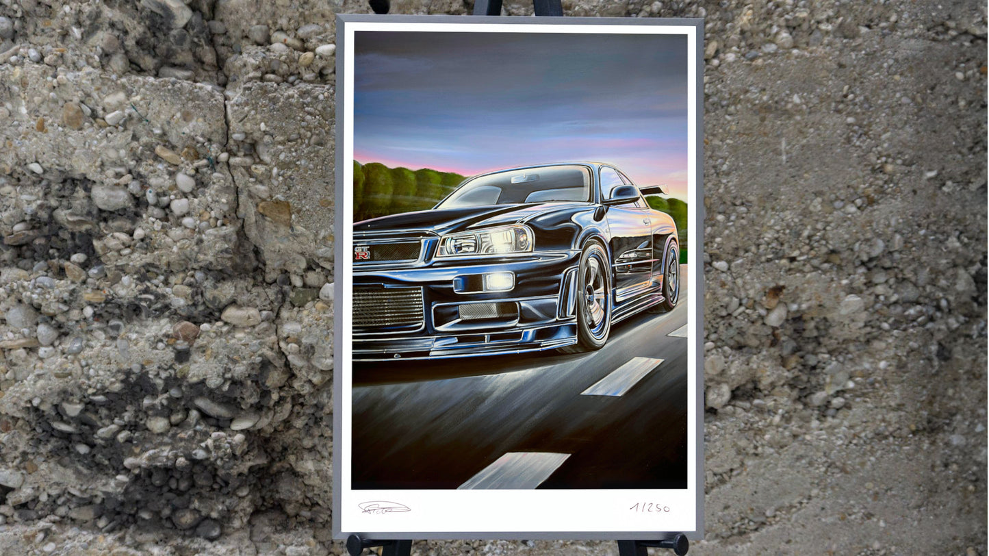Skyline on the Road - Kunstdruck eines Gemäldes - Limitiert