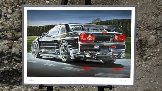 R34 Skyline -Kunstdruck eines Gemäldes -