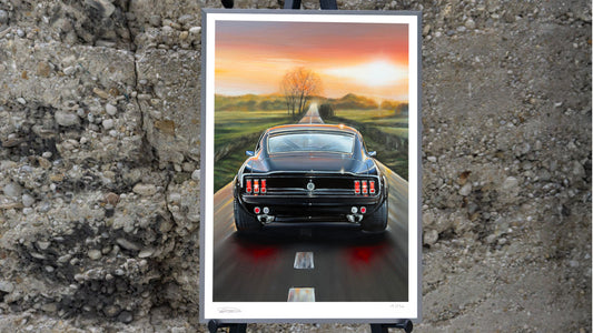 Mustang in the Woods - Kunstdruck eines Gemäldes